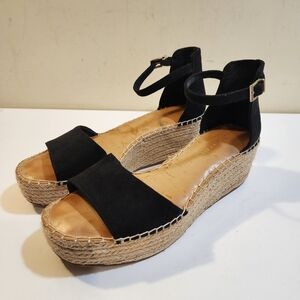 Kelly and Katie Faydrela black Wedges Espadrille Sandals Size 9M